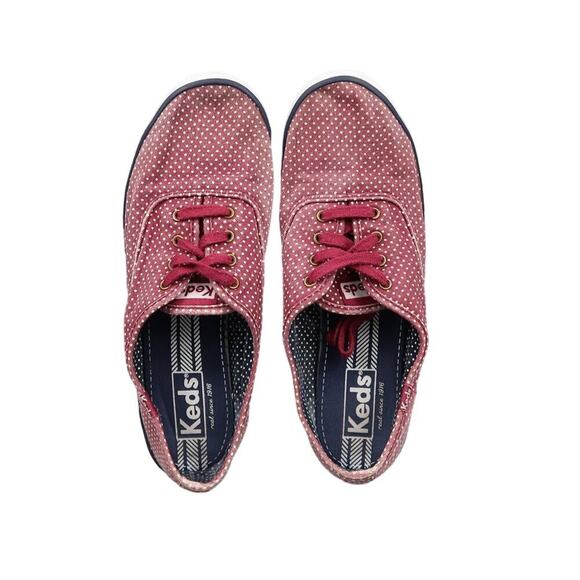 Keds Shoes Womens 8.5 Sneakers Casual Canvas Low Lace Up Polka Dot Red Trainers - Picture 6 of 11